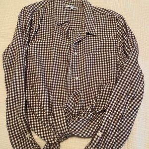 Madewell Flannel Tie-Front Shirt in Gingham Check